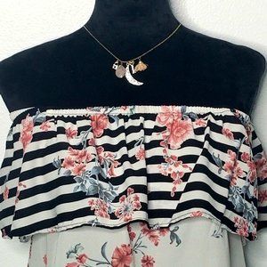 A’GACI Off The Shoulder Pink Floral Top